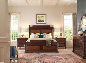 Hooker Furniture Charleston Three-Drawer Nightstand With Cane Fronts, Cherry Walnut Veneers, Usb Charging & Carved Accents 6750-90316-85