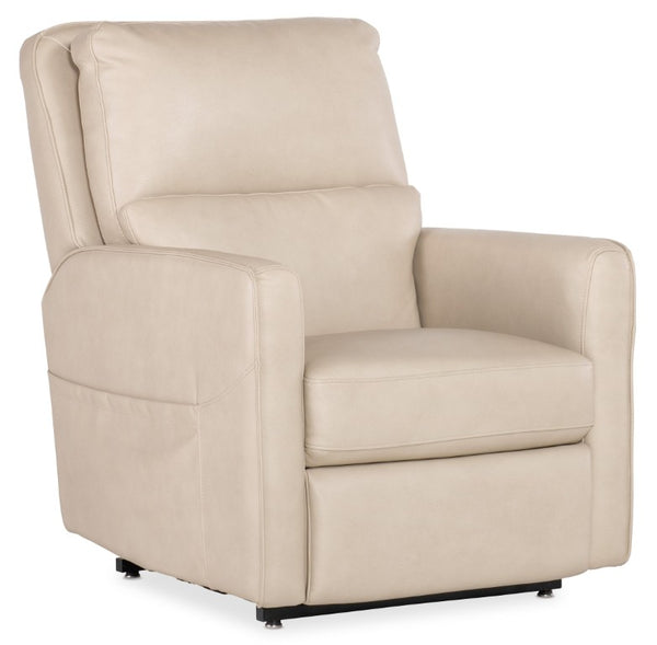 Hooker Furniture Flynn Ivory Semi-Aniline Leather Power Recliner With Lift Assist, Usb, Adjustable Headrest & Lumbar RC611-PHLL4-010
