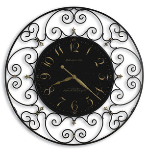 Hekman Furniture 625367 Joline Oversized Wall Clock - Elegant Black Iron Design With Gold Numerals For Every Room  Joline Wall Clock 625367