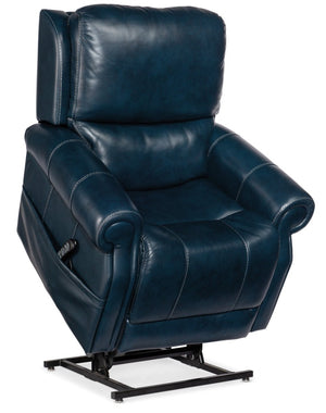 Hooker Furniture Eisley Power Recliner In Sorrento Night Seas Leather With Motorized Headrest, Lumbar & Lift Support Dark Blue RC602-PHLL4-049