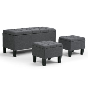 English Elm Dover 3-Piece Storage Ottoman Set In Slate Grey - Stylish Seating & Hidden Storage For Your Home B136P159056