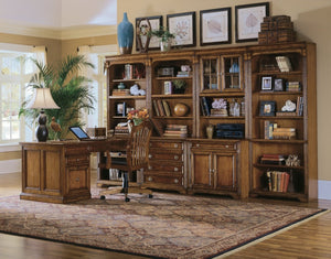 Hooker Furniture Brookhaven Distressed Tall Bookcase With Adjustable Shelves, Cherry Finish, Traditional Americana Charm 78.25" 281-10-422