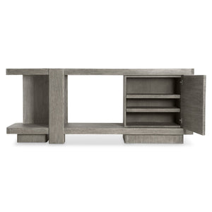 Bernhardt Bernhardt Monolith Entertainment Credenza With Wire-Brushed Oak Puma Finish, Asymmetrical Rustic Modern Design 343880