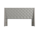 Homelegance By Top-Line Vaughn Faux Leather Crystal Tufted Headboard Ivory White Faux Leather