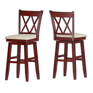 Homelegance By Top-Line Juliette Double X-Back Wood Swivel Bar Stool Red Rubberwood