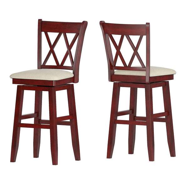 Homelegance By Top-Line Juliette Double X-Back Wood Swivel Bar Stool Red Rubberwood