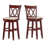 Homelegance By Top-Line Juliette Double X-Back Wood Swivel Bar Stool Red Rubberwood