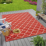 Christopher Knight Home® - Noble House - Thornhill Indoor/ Outdoor Geometric 8 X 11 Area Rug, Red and Ivory