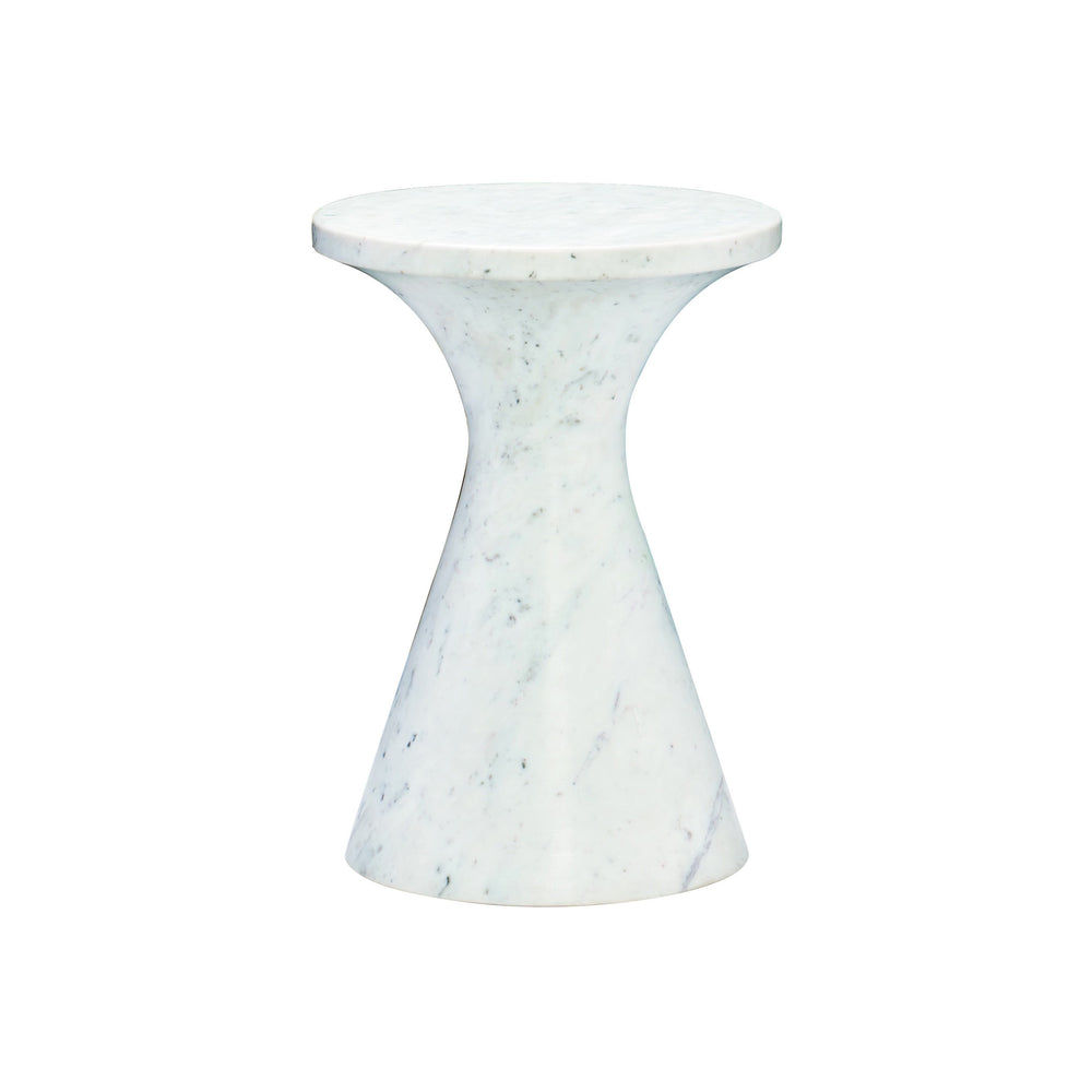 Bernhardt Bernhardt Sculptural Isabelle Marble Drink Table — Honed White Hourglass Side Table, 14" X 20" 375160