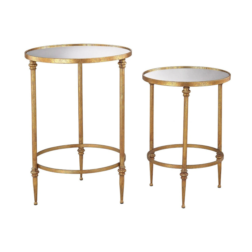 Atlas Alcazar Accent Tables Set of 2 - Elegant Antique-Gold Design for Versatile Home Decor & Functionality TA11004-01S