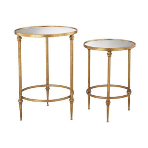 Atlas Alcazar Accent Tables Set of 2 - Elegant Antique-Gold Design for Versatile Home Decor & Functionality TA11004-01S