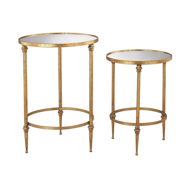 Atlas Alcazar Accent Tables Set of 2 - Elegant Antique-Gold Design for Versatile Home Decor & Functionality TA11004-01S