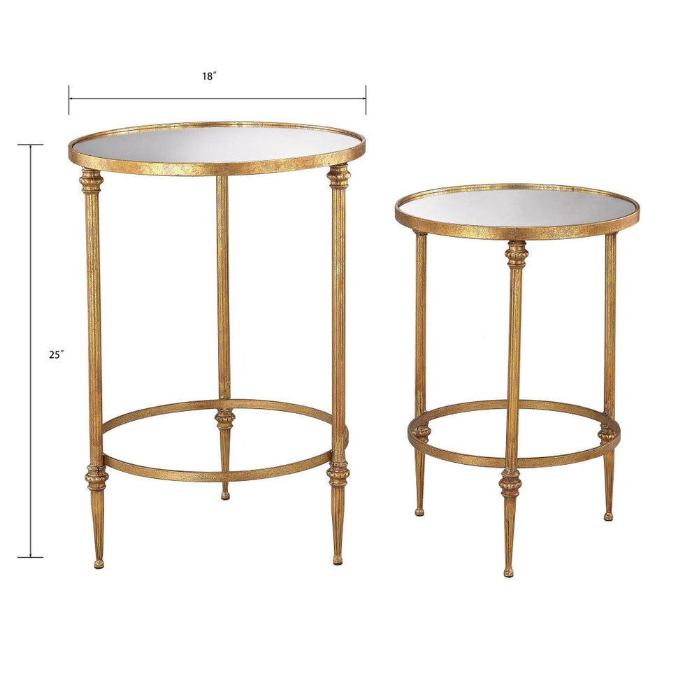 Atlas Alcazar Accent Tables Set of 2 - Elegant Antique-Gold Design for Versatile Home Decor & Functionality TA11004-01S