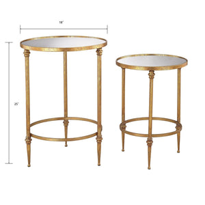 Atlas Alcazar Accent Tables Set of 2 - Elegant Antique-Gold Design for Versatile Home Decor & Functionality TA11004-01S