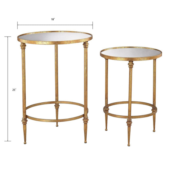 Atlas Alcazar Accent Tables Set of 2 - Elegant Antique-Gold Design for Versatile Home Decor & Functionality TA11004-01S