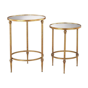 Atlas Alcazar Accent Tables Set of 2 - Elegant Antique-Gold Design for Versatile Home Decor & Functionality TA11004-01S