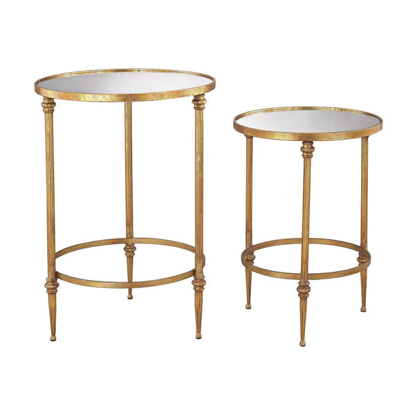 Atlas Alcazar Accent Tables Set of 2 - Elegant Antique-Gold Design for Versatile Home Decor & Functionality TA11004-01S