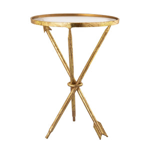 Atlas Arrow Accent Table – Sculptural Gold Metal Base with Clear Glass Top for Glamorous Modern Interiors TA11008-01