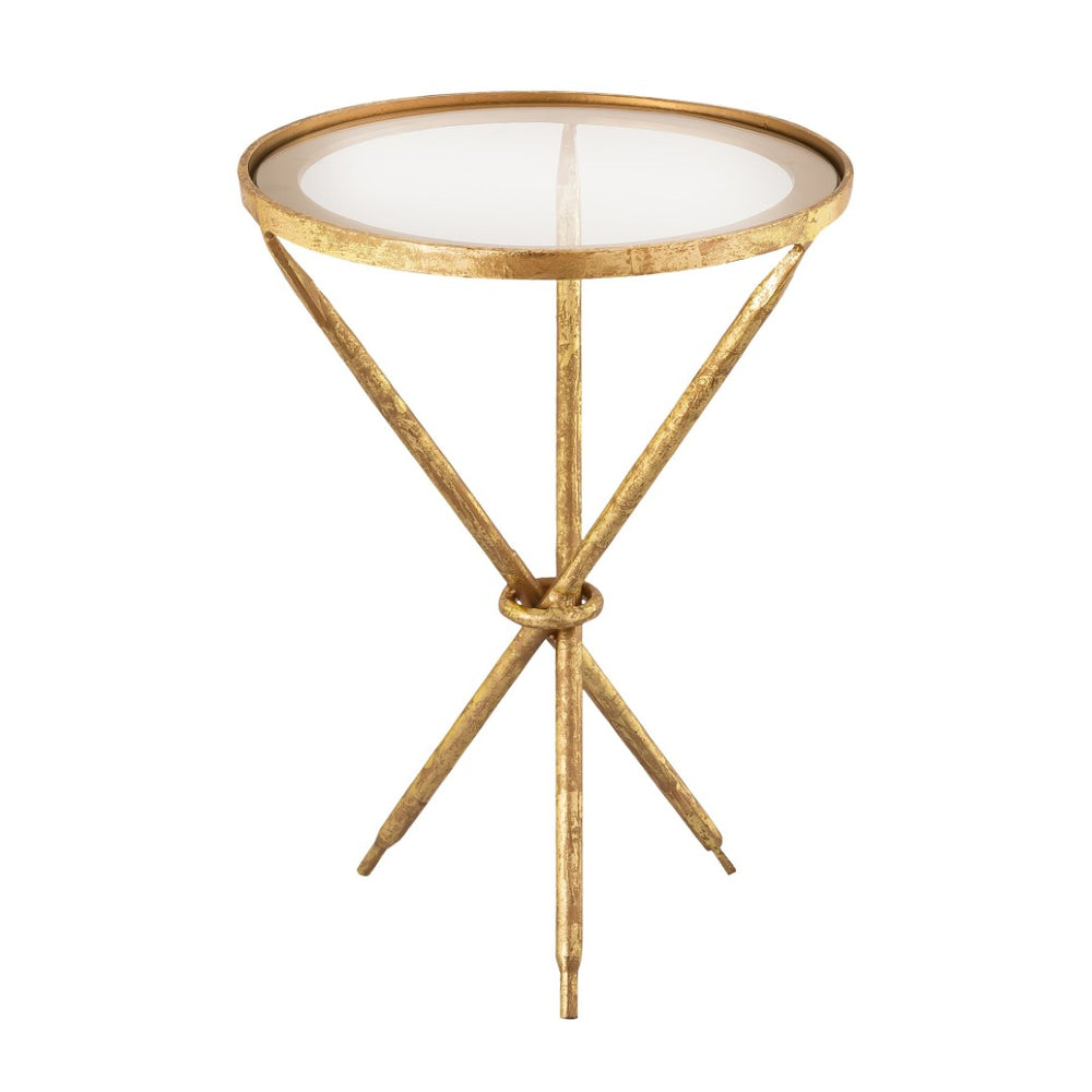 Atlas Arrow Accent Table – Sculptural Gold Metal Base with Clear Glass Top for Glamorous Modern Interiors TA11008-01