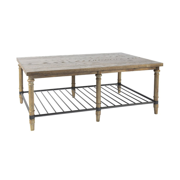 Atlas Beacon Hill Coffee Table – Rustic Natural Wood with Metal Shelf for Stylish Living Room Storage TA11012-01