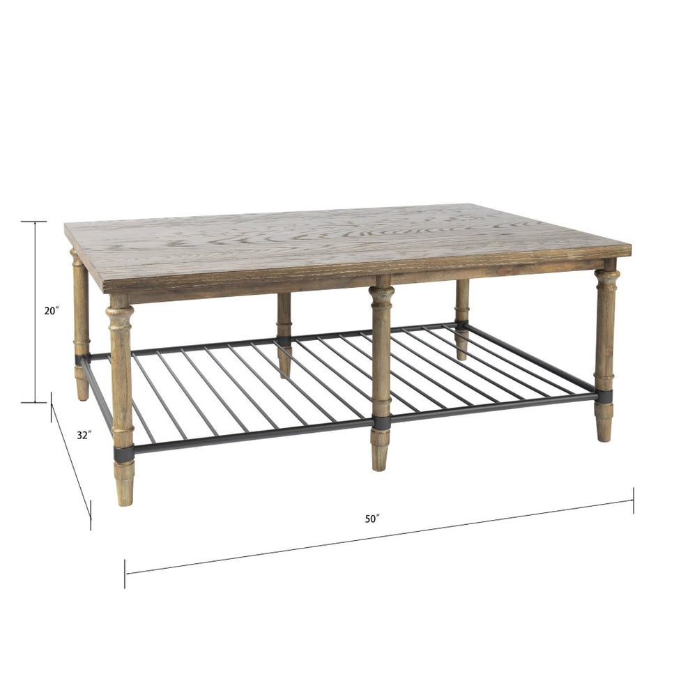 Atlas Beacon Hill Coffee Table – Rustic Natural Wood with Metal Shelf for Stylish Living Room Storage TA11012-01