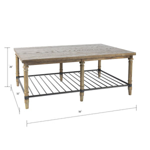 Atlas Beacon Hill Coffee Table – Rustic Natural Wood with Metal Shelf for Stylish Living Room Storage TA11012-01