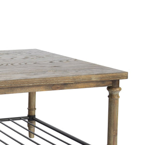 Atlas Beacon Hill Coffee Table – Rustic Natural Wood with Metal Shelf for Stylish Living Room Storage TA11012-01
