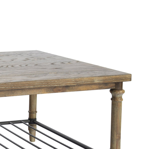 Atlas Beacon Hill Coffee Table – Rustic Natural Wood with Metal Shelf for Stylish Living Room Storage TA11012-01