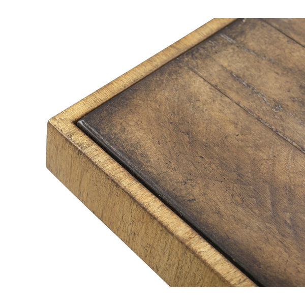 Atlas Better Rustic Charm Accent Table - Solid Pine Trestle Design with Aged Gold & Brown Finish, Versatile! TA11013-01