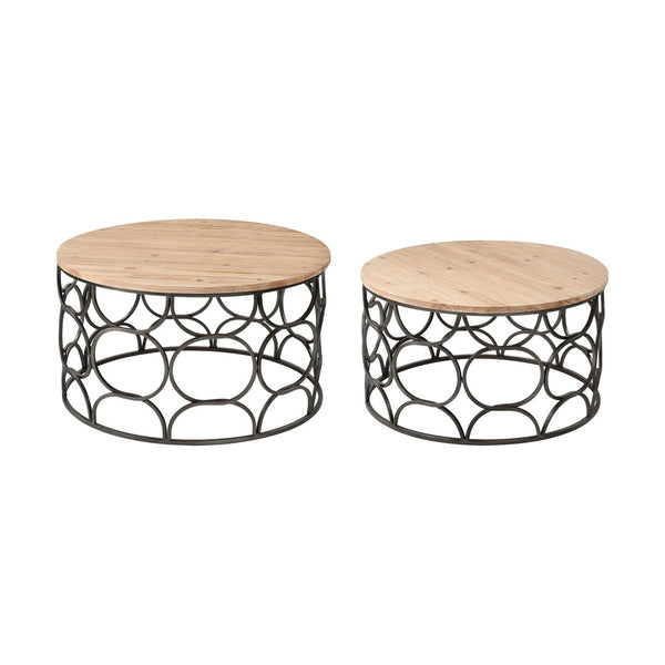 Atlas Billings Coffee Table Set of 2 - Stylish Aged Pewter Round Tables for Versatile Living Spaces TA11015-01S