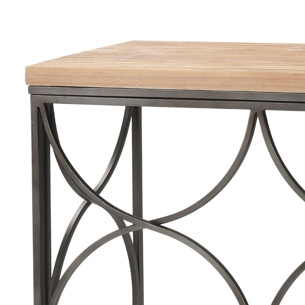 Atlas Billings Console Table - Stylish Open-Frame Design in Aged Pewter with Warm Wood Top for Versatile Use TA11016-01