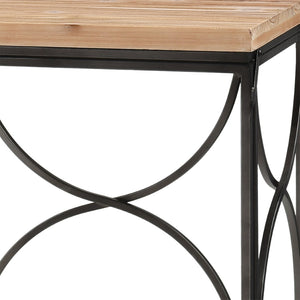 Atlas Billings Console Table - Stylish Open-Frame Design in Aged Pewter with Warm Wood Top for Versatile Use TA11016-01
