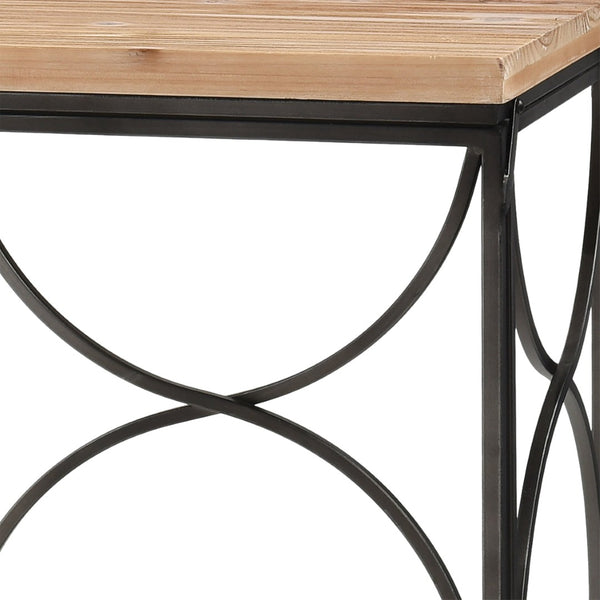Atlas Billings Console Table - Stylish Open-Frame Design in Aged Pewter with Warm Wood Top for Versatile Use TA11016-01