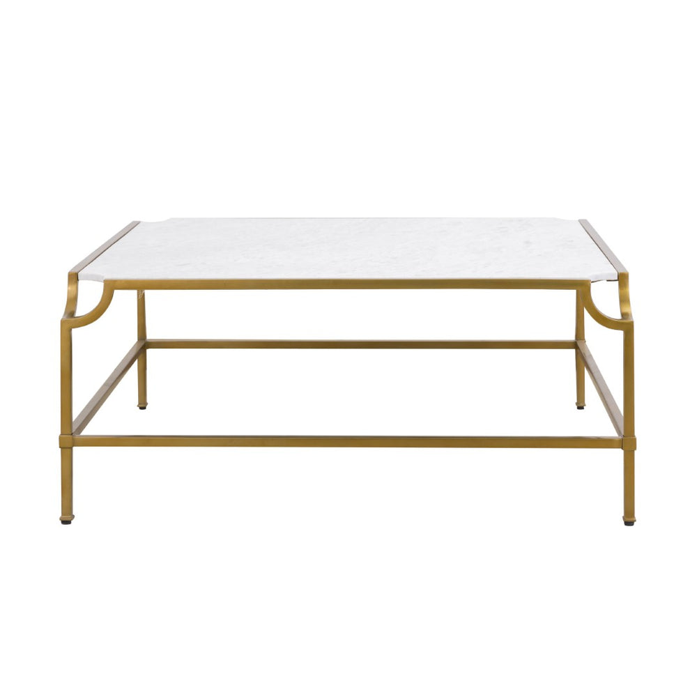 Atlas Blain Coffee Table - Luxurious White Marble & Antique Brass Frame, Modern Design for Elegant Living Spaces TA11017-01
