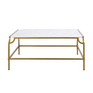 Atlas Blain Coffee Table - Luxurious White Marble & Antique Brass Frame, Modern Design for Elegant Living Spaces TA11017-01