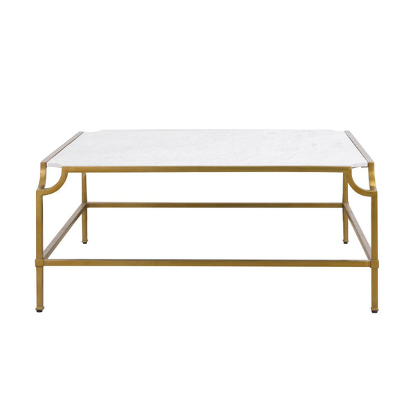 Atlas Blain Coffee Table - Luxurious White Marble & Antique Brass Frame, Modern Design for Elegant Living Spaces TA11017-01