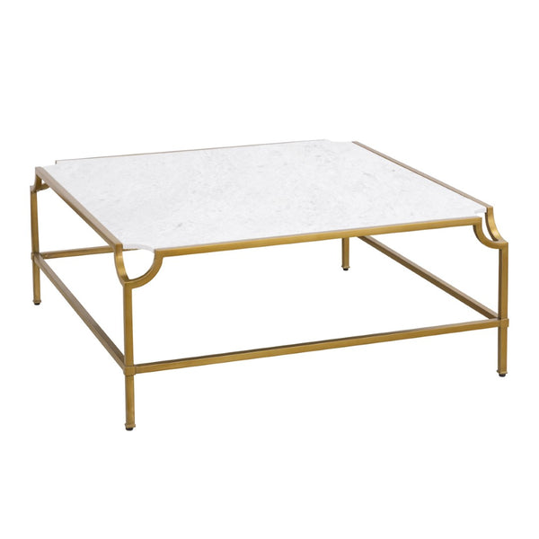 Atlas Blain Coffee Table - Luxurious White Marble & Antique Brass Frame, Modern Design for Elegant Living Spaces TA11017-01