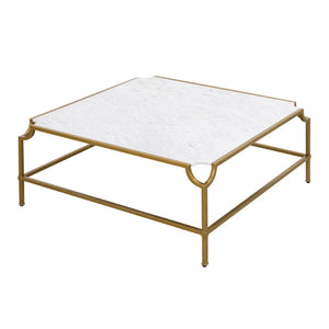Atlas Blain Coffee Table - Luxurious White Marble & Antique Brass Frame, Modern Design for Elegant Living Spaces TA11017-01