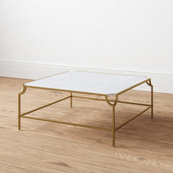 Atlas Blain Coffee Table - Luxurious White Marble & Antique Brass Frame, Modern Design for Elegant Living Spaces TA11017-01