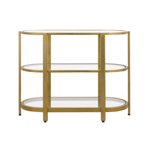 Atlas Blain Console Table - Elegant Brass Frame with Glass Shelves for Stylish Entryway & Living Room Decor TA11018-01