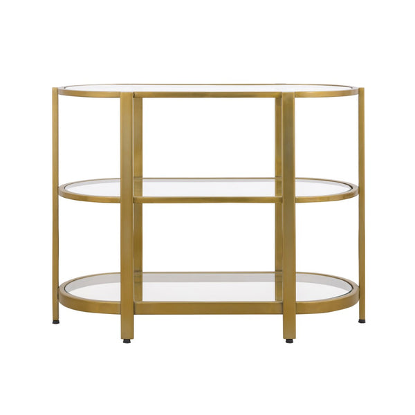 Atlas Blain Console Table - Elegant Brass Frame with Glass Shelves for Stylish Entryway & Living Room Decor TA11018-01