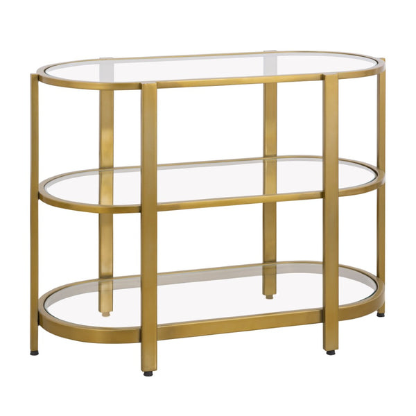 Atlas Blain Console Table - Elegant Brass Frame with Glass Shelves for Stylish Entryway & Living Room Decor TA11018-01