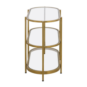 Atlas Blain Console Table - Elegant Brass Frame with Glass Shelves for Stylish Entryway & Living Room Decor TA11018-01