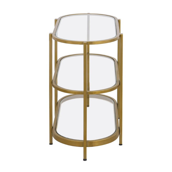 Atlas Blain Console Table - Elegant Brass Frame with Glass Shelves for Stylish Entryway & Living Room Decor TA11018-01