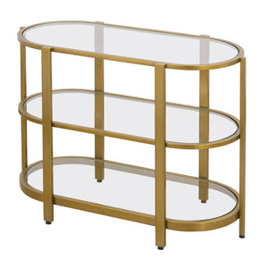 Atlas Blain Console Table - Elegant Brass Frame with Glass Shelves for Stylish Entryway & Living Room Decor TA11018-01