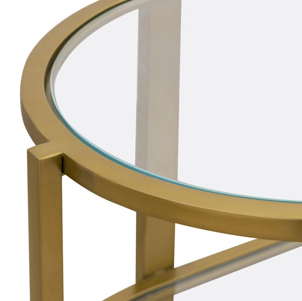 Atlas Blain Console Table - Elegant Brass Frame with Glass Shelves for Stylish Entryway & Living Room Decor TA11018-01