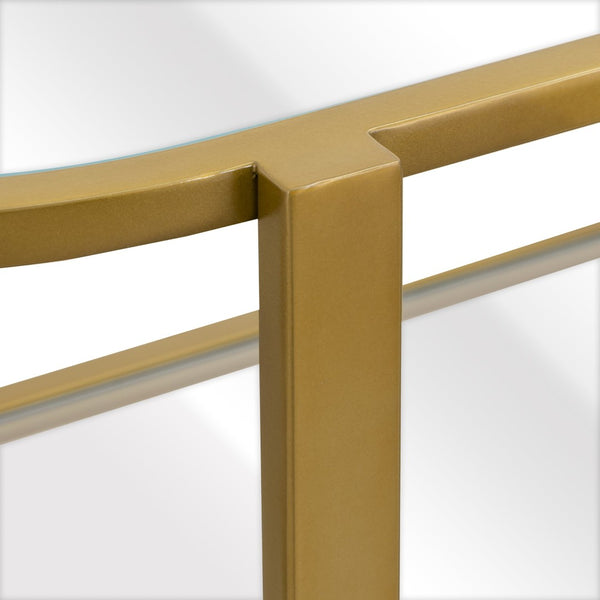 Atlas Blain Console Table - Elegant Brass Frame with Glass Shelves for Stylish Entryway & Living Room Decor TA11018-01