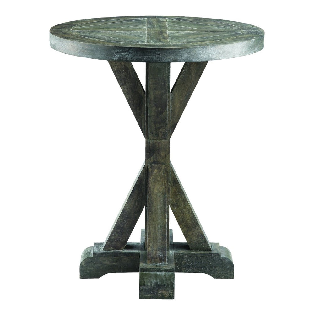Atlas Bridgeport Accent Table - Stylish Round Pedestal Design with Weathered Graywash Finish for Modern Spaces TA11023-01