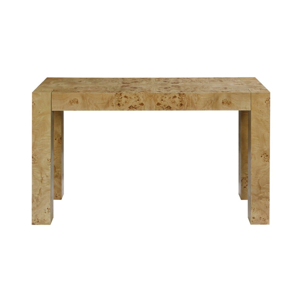 Atlas Bromo Console Table – Elegant Mappa Burl Veneer for Entryways, Hallways, and Living Spaces Natural Burl TA11026-01