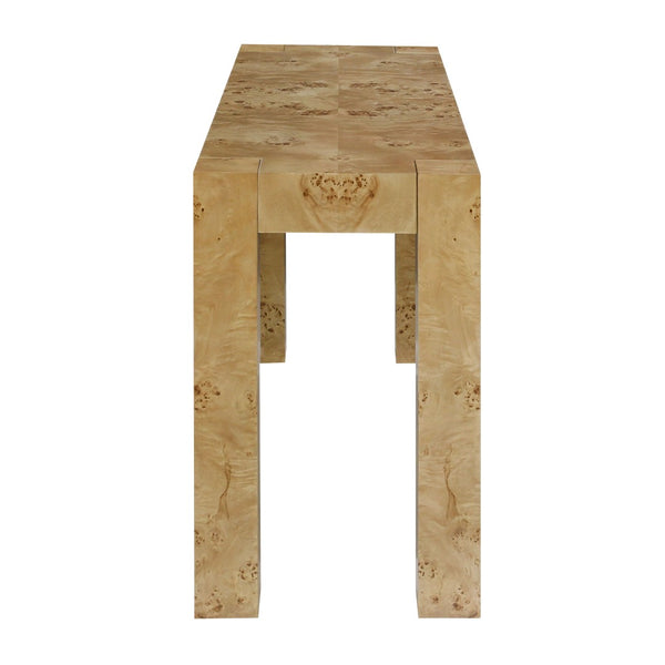 Atlas Bromo Console Table – Elegant Mappa Burl Veneer for Entryways, Hallways, and Living Spaces Natural Burl TA11026-01